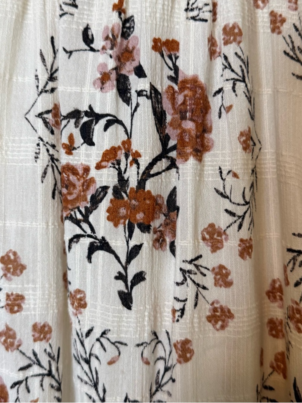 Free People Ivory Floral Puff Sleeve Square Neck Dress Size Medium - Picture 4 of 7